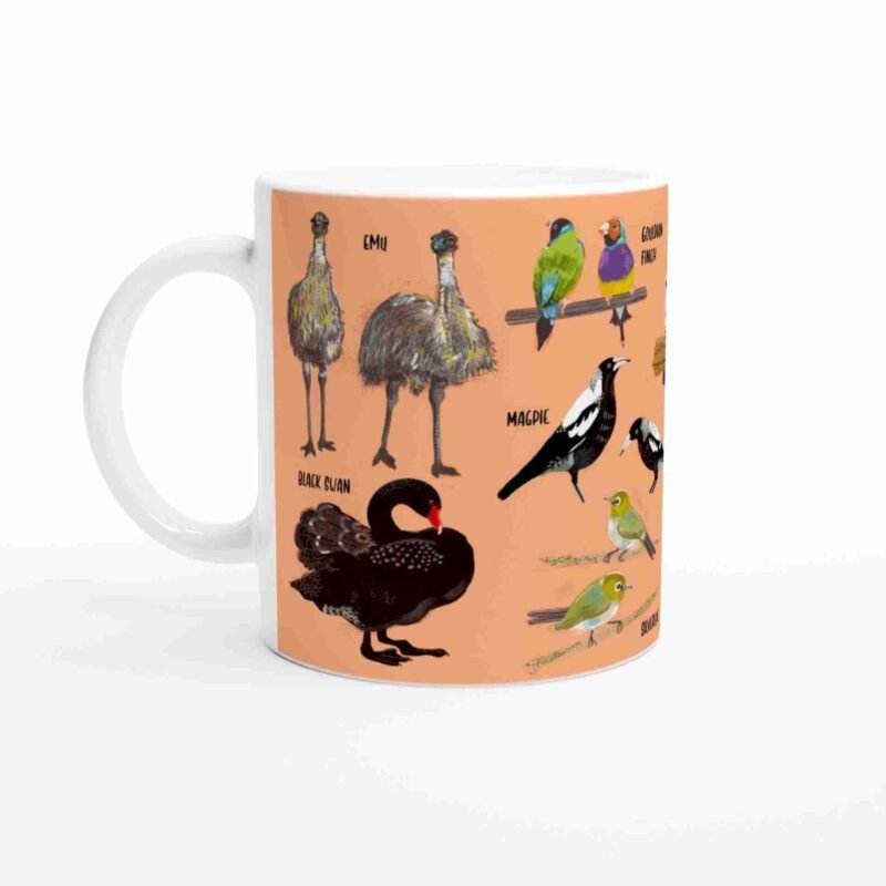 Australian birds mug with 12 iconic bird designs