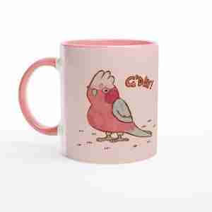 Pink mug with pink galah design