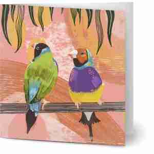 Gouldian finches greeting cards